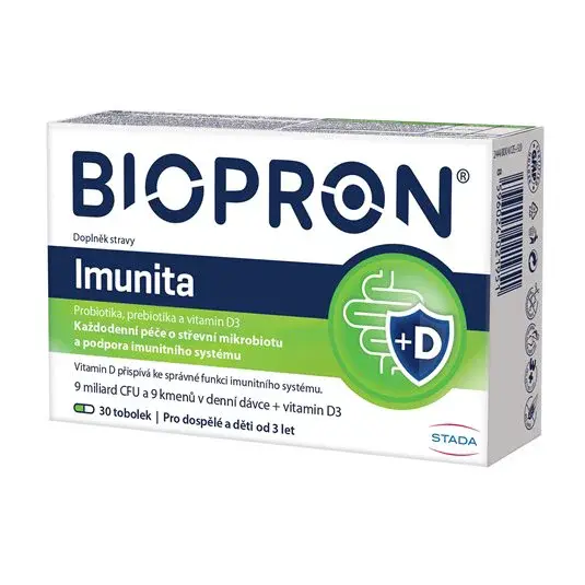 Biopron Imunita, probiotika a prebiotika + vitamin D pro každodenní podporu imunity 30 kapslí