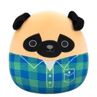 SQUISHMALLOWS Mopslík vo flanelovej košeli - Prince, 30 cm