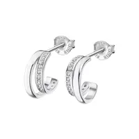 Lotus Silver Trblietavé strieborné náušnice kruhy s čírymi zirkónmi LP3285-4 / 1