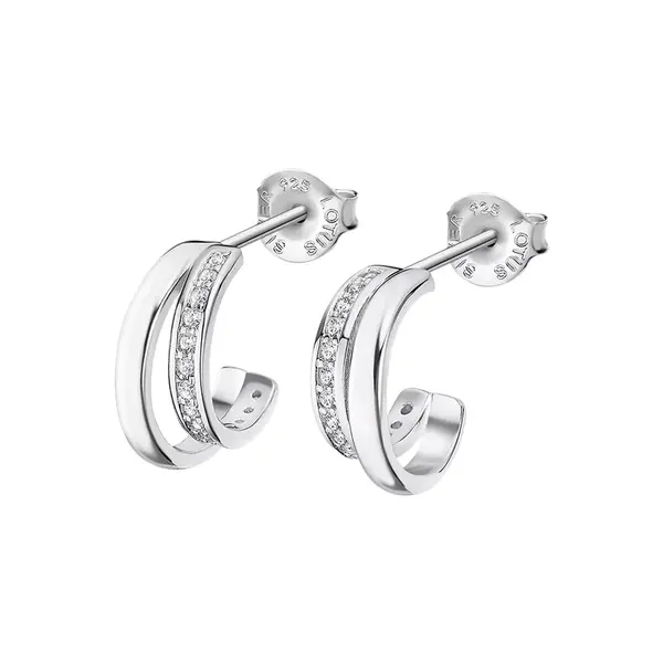 Lotus Silver Trblietavé strieborné náušnice kruhy s čírymi zirkónmi LP3285-4 / 1