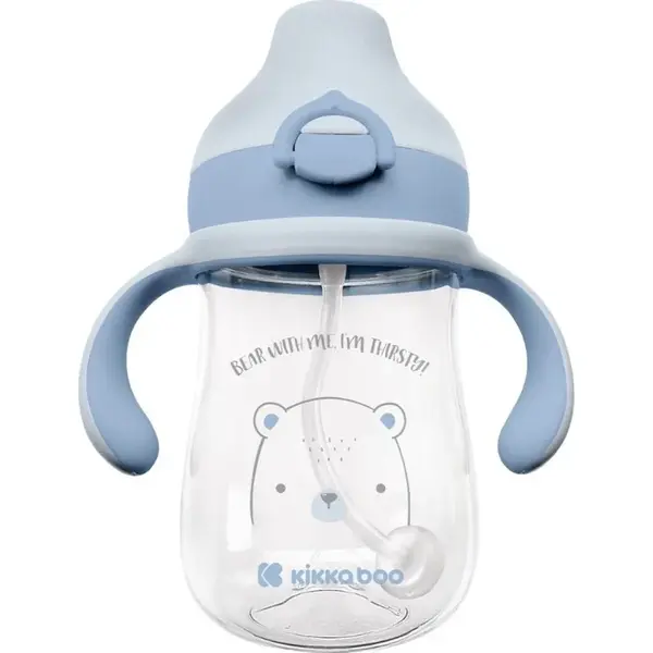 KikkaBoo Hrnček so silikónovým náustkom 300 ml 6m+ Bear with me Blue
