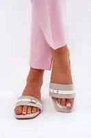 Boto Plné Dámské Sandály S Páskem A Přezkou Béžovo-Bílé Zilina