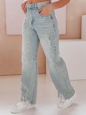 Spodnie damskie jeansowe baggy BAGETSON niebieskie Dstreet