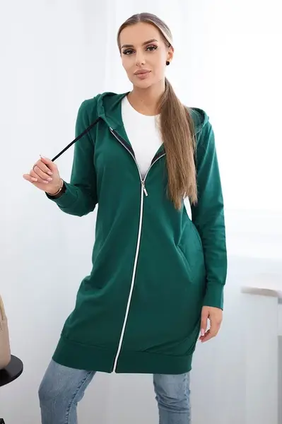 Šaty s kapucí a kapucí tmavě zelené barvy