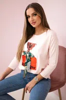 Halenka s grafikou 3D Pozoruhodná pudrově růžová