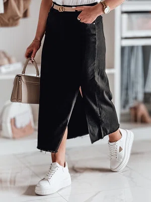 Spódnica jeansowa midi z rozcięciem MIDILEXU niebieska Dstreet
