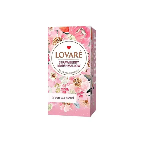 LOVARÉ Strawberry marshmallow zelený čaj 24 sáčků