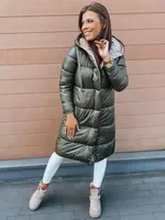 Zelená dlouhá oboustranná prošívaná zimní bunda s kapucí dámská Dstreet
