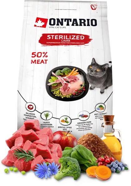 Ontario Cat Sterilised Lamb 2kg