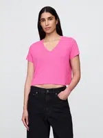 GAP Lněné crop tričko - Dámské