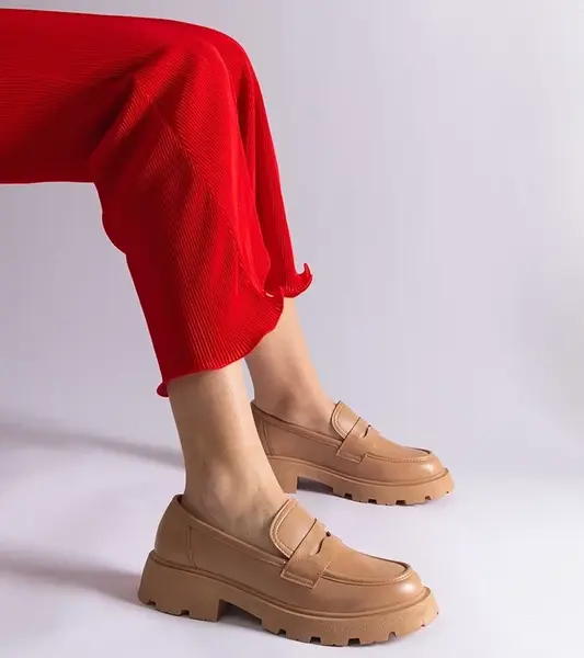 Gemre Dark beige women's loafers made of eco leather Violanda