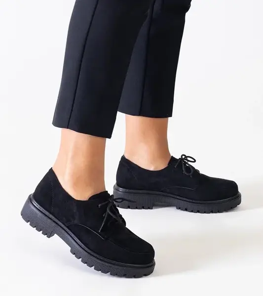 Gemre Eduardana black casual lace-up eco-suede shoes