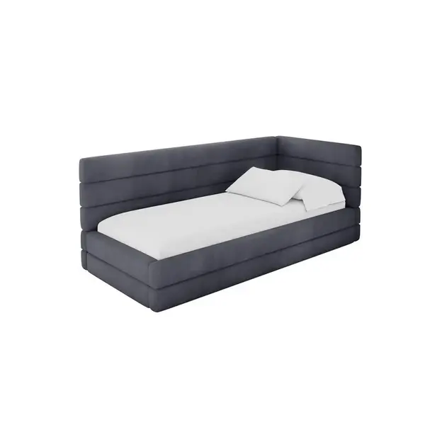 ALTDECOR JEDNOLŮŽKOVÁ POSTEL pro mládež s úložným prostorem, vlevo - BEMY 90x200 tmavě šedá