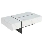 FLIEKS KONFERENČNÍSTOLEK 105x60cm LED Lesklý Mramor Bílý
