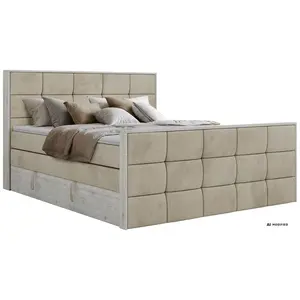 MKS POSTEL BOXSPRING ALNOR KING DUO 160/200 - Béžová Samet - Topper Visco - H4