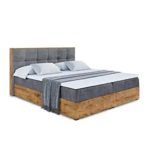 ALTDECOR AMERICKÁ postel s matrací H4 a roštem – LOLLI7 – 140x200 – šedá