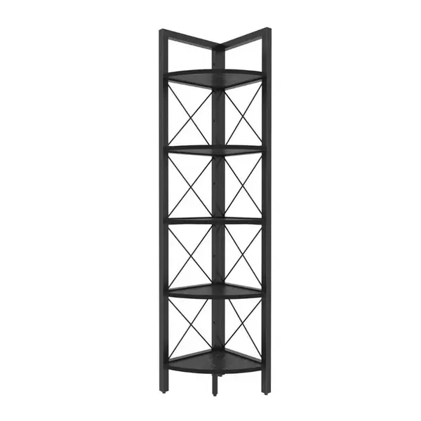 Calicosy ROHOVÁ police s 5 policemi, černá, V 160 cm - Remo