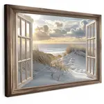 MuchoWow OBRAZ NA PLÁTNĚ výhled - Pláž - Duny - Moře - Příroda 90x60 cm