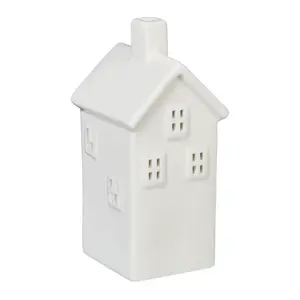 Relaxdays SVÍCEN Bílý porcelán domeček 14 cm