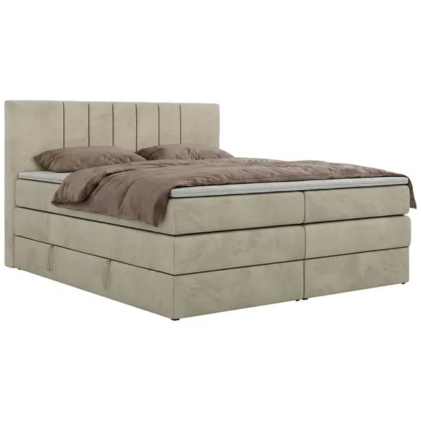 MKS POSTEL BOXSPRING INERO KING 180/200 - Béžová Samet - Topper T25 - H4