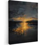 MuchoWow OBRAZ NA PLÁTNĚ Zlatý odraz na vodě 60x80 cm