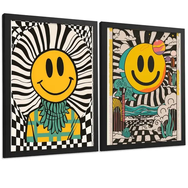 Nacnic PLAKAT Sada 2 Emoji A4 Černý rám
