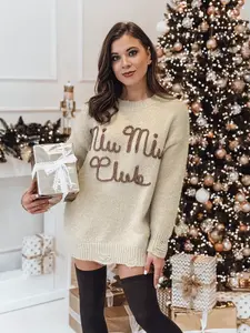 Dámský svetr MIU MIU s nápisem, béžový