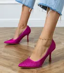 Gemre Pink satin court shoes with rhinestones Kortis