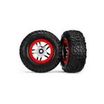 Traxxas kolo 2.2/3.0", disk SCT Split-Spoke stříbrný-červený, pneu SCT S1 (2)