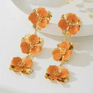 Alloy & Enamel Dangle Stud Earrings