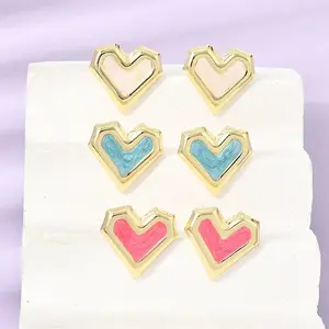 Brass Enamel Stud Earrings