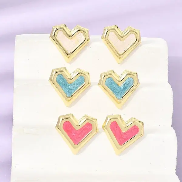 Brass Enamel Stud Earrings
