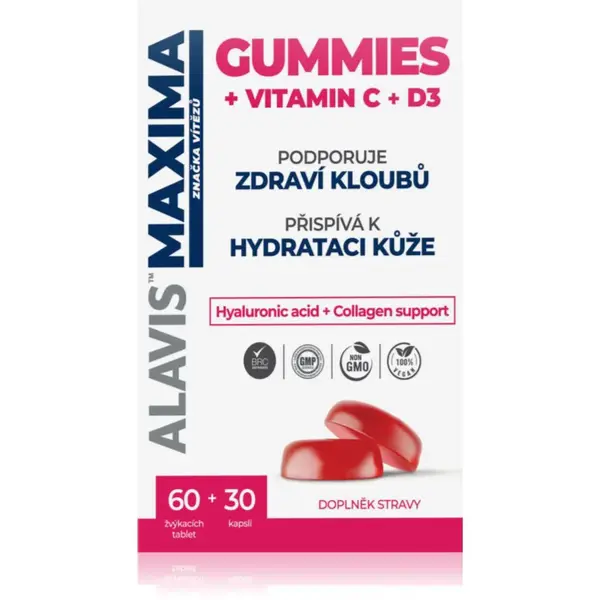 Alavis Maxima GUMMIES Vitamin C+D3 tablety a kapsuly na kĺby, väzy a kožu 90 ks