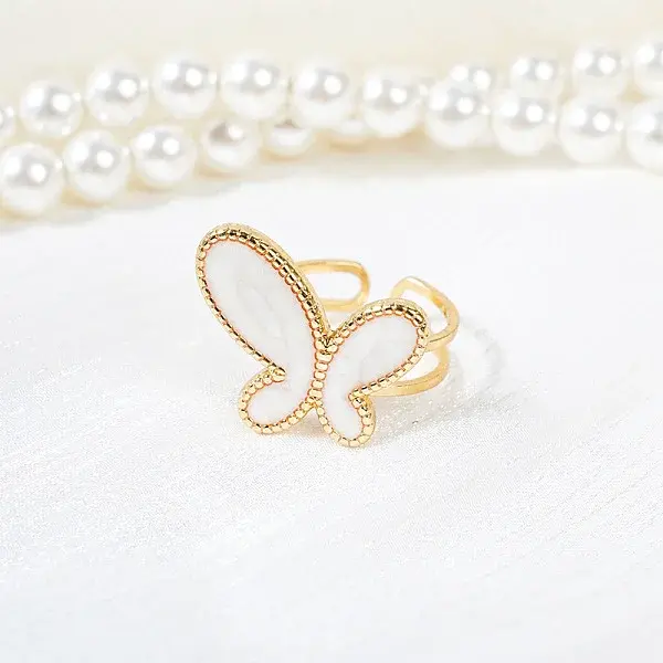 304 Stainless Steel Enamel Cuff Open Rings for Women