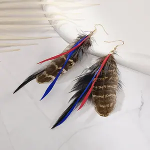 Bohemian Style Feather Dangle Earrings