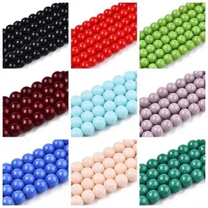 Opaque Solid Color Glass Beads Strands