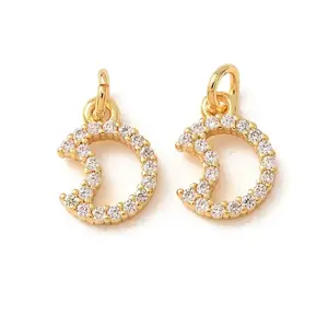 Brass Micro Pave Clear Cubic Zirconia Charms
