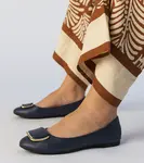 marka niezdefiniowana Navy blue women's ballet flats with rhinestones Bejla