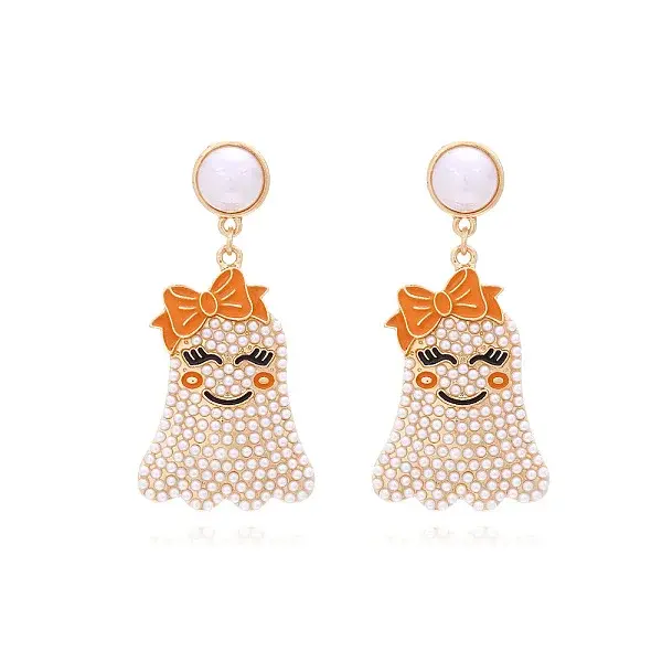 Zinc Alloy Enamel Dangle Stud Earrings