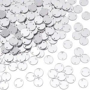 200Pcs Flat Round Acrylic Mirror Sew on Rhinestone