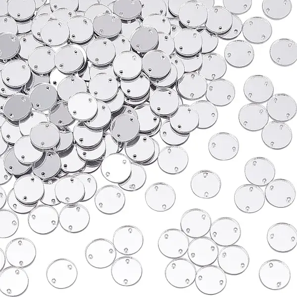 200Pcs Flat Round Acrylic Mirror Sew on Rhinestone