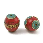 Dyed Synthetic Turquoise Brass Tibetan Style Beads