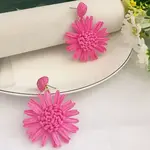 Flower Brass Grass Dangle Stud Earrings