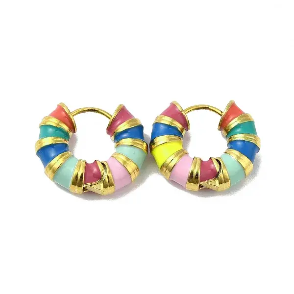 Enamel Round Hoop Earrings