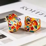 Brass Enamel Cuff Earrings