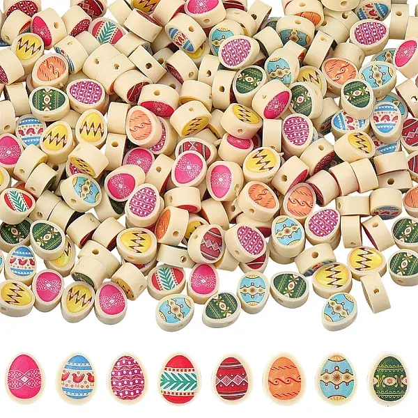 300Pcs Printed Handmade Polymer Clay Beads