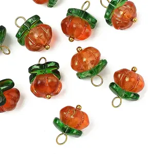 10Pcs Pumpkin Glass Pendants