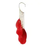 Bohemian Style Alloy Chain with Feather Tassel Cuff Earrings