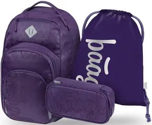 3 SET Coolmate Plum: batoh, penál, sáček - -