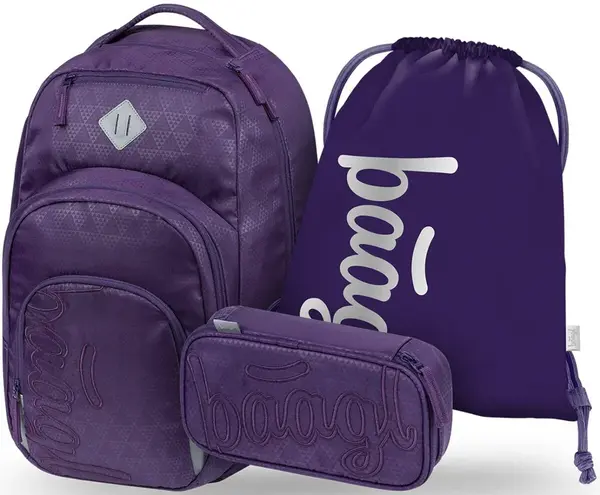 3 SET Coolmate Plum: batoh, penál, sáček - -